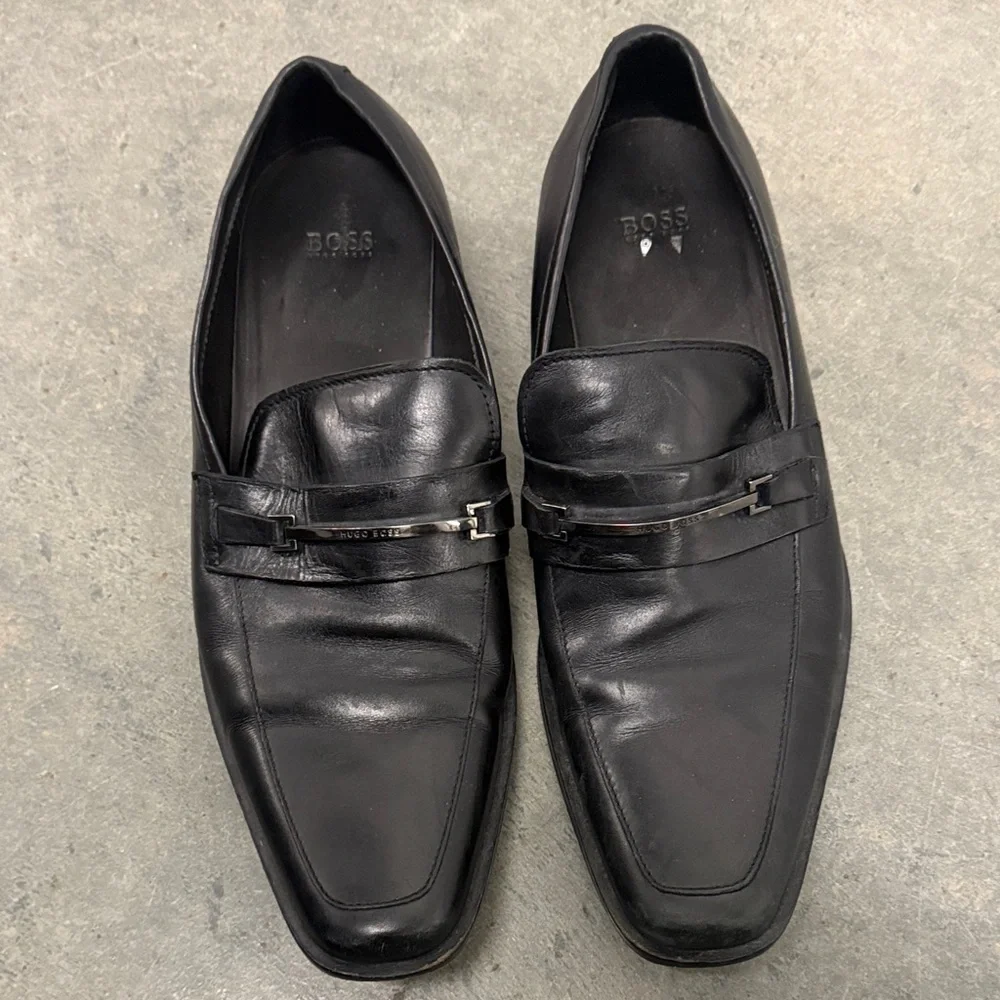Boss Classic Black Leather Loafers